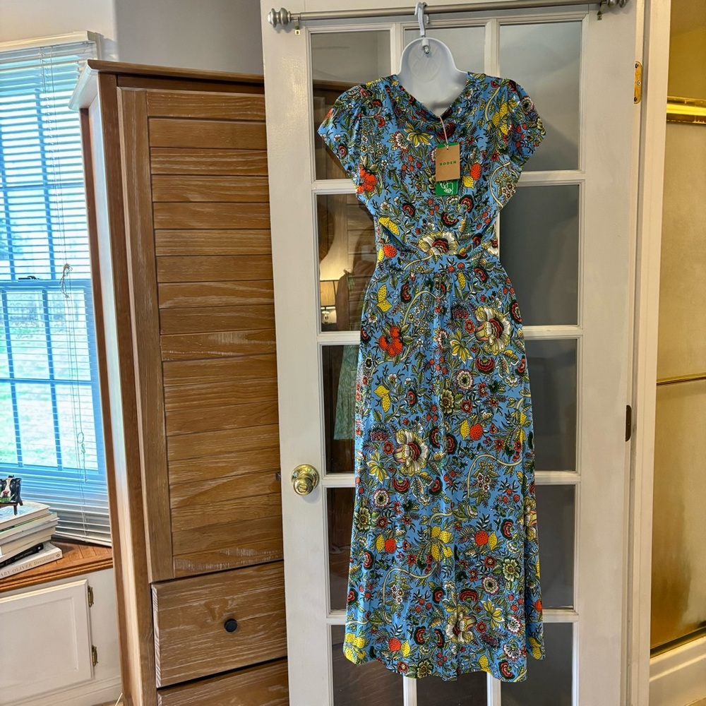 Boden Blue Floral Jersey Midi Dress 6P NWT - Picture 4 of 8